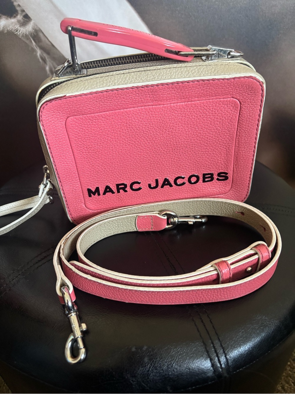 Marc Jacobs Pink and Cream Leather Crossbody Camera Bag